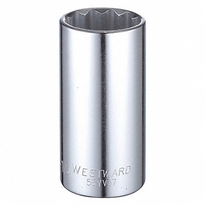 WESTWARD 53YV37 Socket Steel Chrome 1 1/4 in