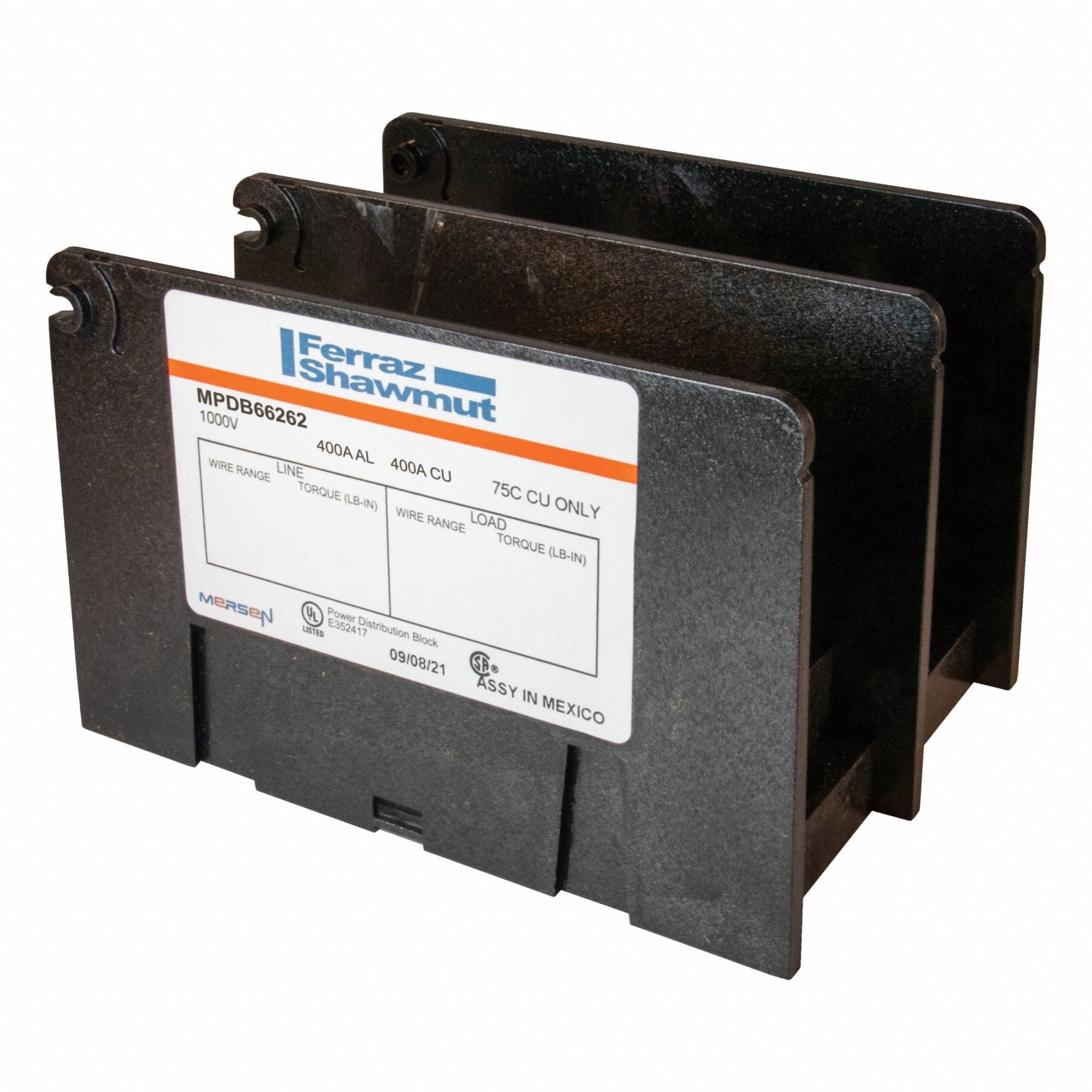 MERSEN MPDB66262 Power Dstribution Block CU Int 400A 2P