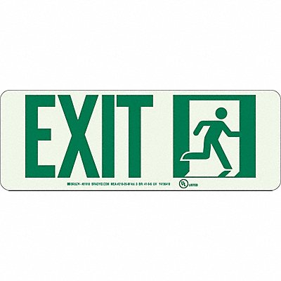BRADY 81918 Exit Sign 5X14 GRN/WHT Exit ENG SURF