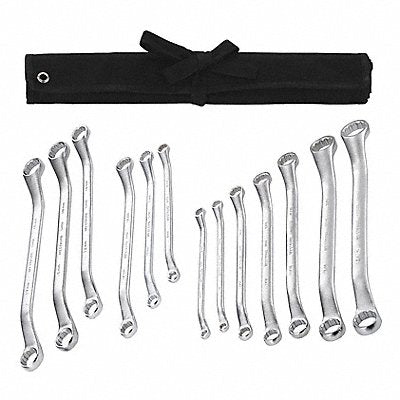 WESTWARD 54DG06 Box End Wrench Set Satin Standard SAE/Mtrc