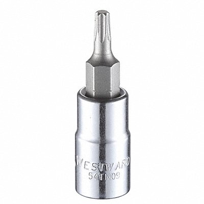 WESTWARD 54TN09 Socket Bit Steel 1/4 in TpSz T15