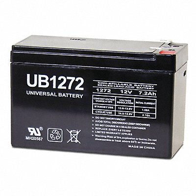 GRAINGER 40760 Sealed Lead Acid Battery 12VDC 3.78 H