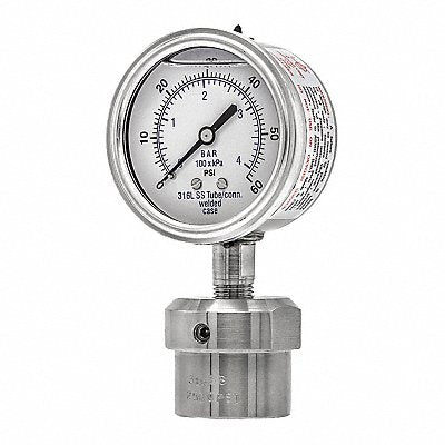 PIC GAUGES 301L254D0JJJ100 K4224 Pressure Gauge Nominal 2-1/2 Dial