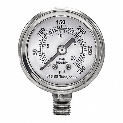 PIC GAUGES PRO301D158H01 Pressure Gauge Nominal 1-1/2 Dial