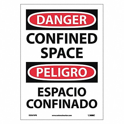 NMC ESD670PB Danger Confined Space Sign Bilingual