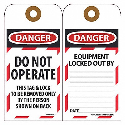 NMC LOTAG10 Danger Do Not Operate This Tag PK10