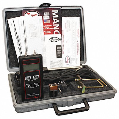 DWYER 4770TAV Anemometer Kit 0 to 9999 Velocity (FPM)