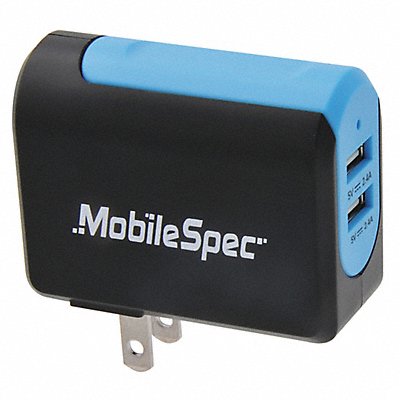 MOBILESPEC MBS01202 USB Wall Outlet Charger Black/Blue