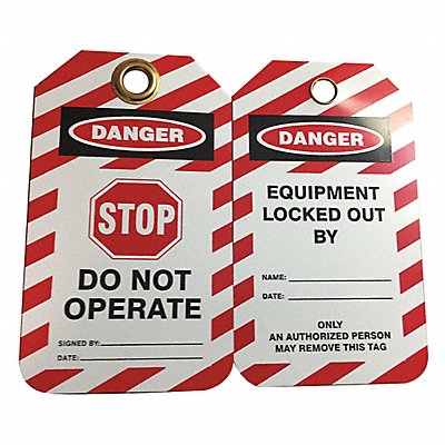 SKILCRAFT 534000NIB0404 Lockout Tag Black Red/Wht Plastic PK10