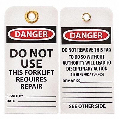 SKILCRAFT 534000NIB0408 Lockout Tag Black Red/White Vinyl PK10
