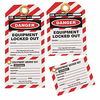 SKILCRAFT 534000NIB0410 Lockout Tag Black Red/White Vinyl PK10
