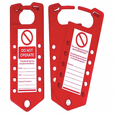 SKILCRAFT 534000NIB0398 Labeled Lockout Hasp Red 7-1/4 L 3 W