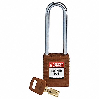 BRADY NYLBRN76STKD Lockout Padlock Nylon Brn Key Different