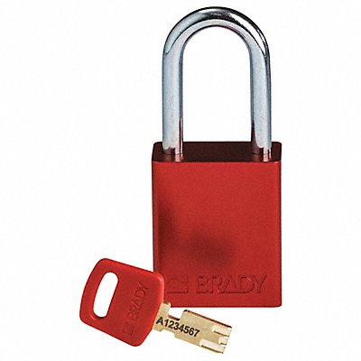 BRADY ALURED38STKD Lockout Padlock Al Red Key Different