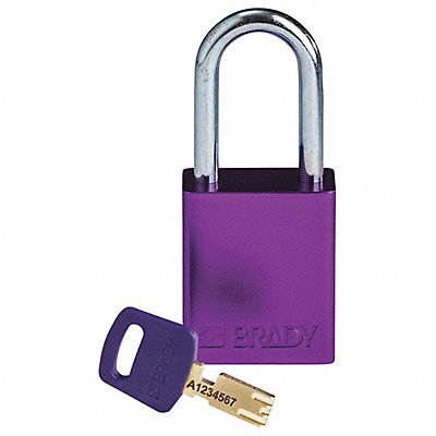 BRADY ALUPRP38STKD Lockout Padlock Al Purple Key Different