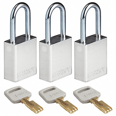 BRADY ALUSLV38STKA3PK Lockout Padlock Al Open Shackel PK3