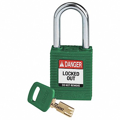 BRADY NYLGRN38STKD Lockout Padlock Green 1-13/16 H Body