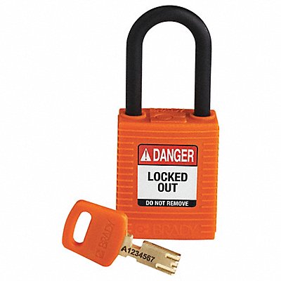 BRADY NYLORG38PLKD Lockout Padlock Orange 1-13/16 H Body