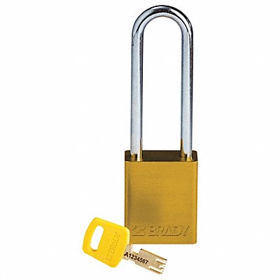 BRADY ALUYellow76STKD Lockout Padlock Yellow 1-13/16 H Body