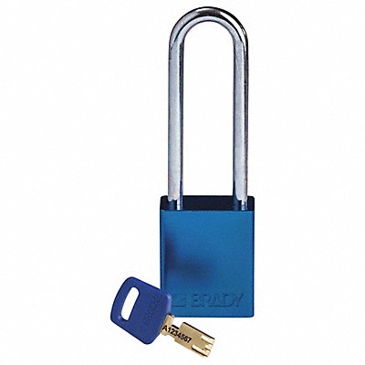 BRADY ALUBLU76STKD Lockout Padlock Blue 1-13/16 H Body