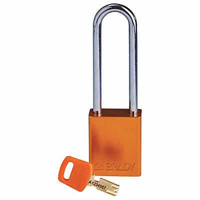 BRADY ALUORG76STKD Lockout Padlock Orange 1-13/16 H Body