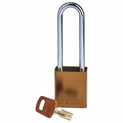 BRADY ALUBRN76STKD Lockout Padlock Brown 1-13/16 H Body