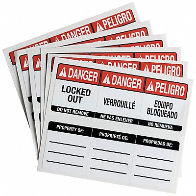 BRADY 150555 Padlock Label Height 1-1/8 Vinyl PK6
