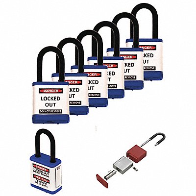 ZING 700KA6BLUE Lockout Padlock 1-1/2 H Shackle PK6