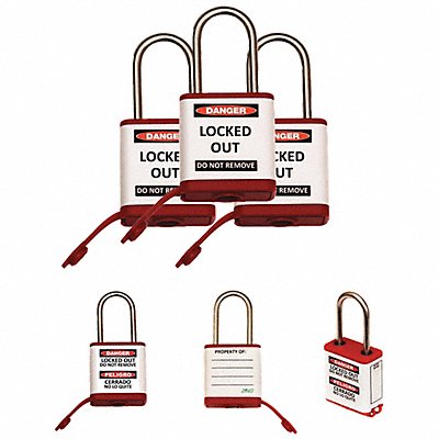 ZING 800KA3RED Lockout Padlock 1-1/2 H Shackle PK3