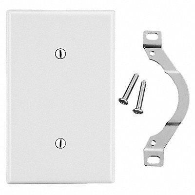 HUBBELL P14W Blank Strap Mount Wall Plate Standard White 1 Gang Smooth Satin