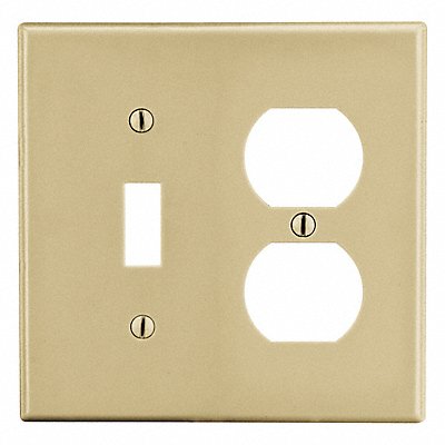 HUBBELL P18I Toggle Switch Duplex Receptacle Plate Standard Ivory 2 Gang Smooth Satin