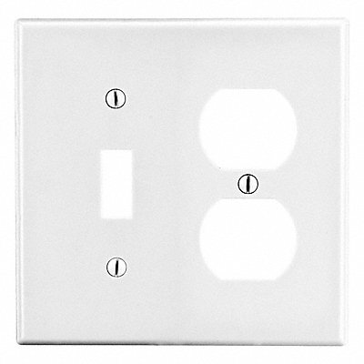 HUBBELL P18W Toggle Switch Duplex Receptacle Plate Std Wht 2 Gang Smooth Satin