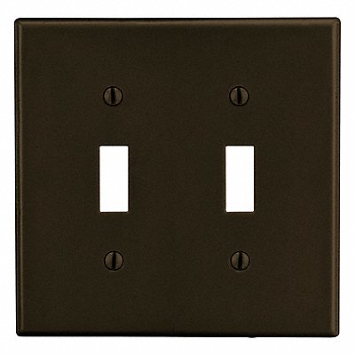 HUBBELL P2 Toggle Switch Wall Plate Standard Brown 2 Gang Smooth Satin