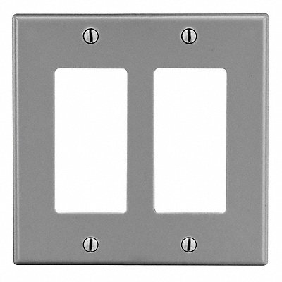 HUBBELL P262GY Rocker Wall Plate Standard Grey 2 Gang Smooth Satin