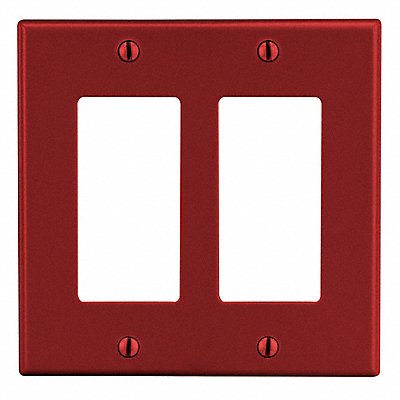 HUBBELL P262R Rocker Wall Plate Standard Red 2 Gang Smooth Satin