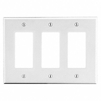 HUBBELL P263W Rocker Wall Plate Standard White 3 Gang Smth Stn