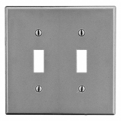 HUBBELL P2GY Toggle Switch Wall Plate Standard Grey 2 Gang Smooth Satin