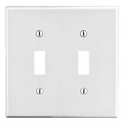 HUBBELL P2W Toggle Switch Wall Plate Standard White 2 Gang Smooth Satin
