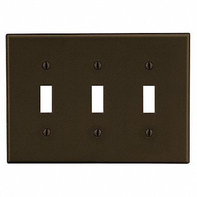 HUBBELL P3 Toggle Switch Wall Plate Standard Brown 3 Gang Smth Stn