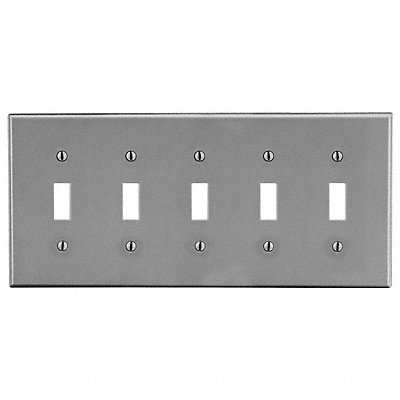 HUBBELL P5GY Toggle Switch Wall Plate Standard Grey 5Gng Smth Stn