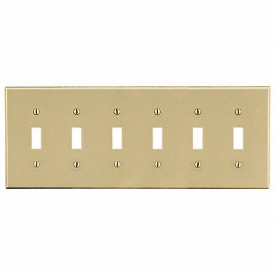 HUBBELL P6I Toggle Switch Wall Plate Standard Ivory 6Gng Smth Stn