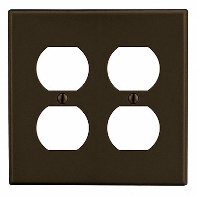 HUBBELL P82 Duplex Receptacle Wall Plate Standard Brown 2 Gang Smooth Satin
