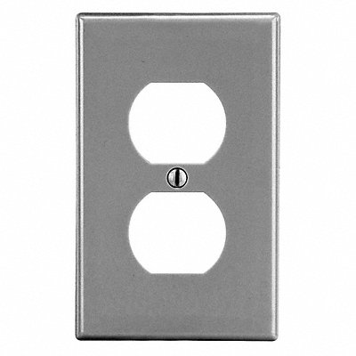HUBBELL P8GY Duplex Receptacle Wall Plate Standard Grey 1 Gang Smooth Satin