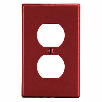 HUBBELL P8R Duplex Receptacle Wall Plate Standard Red 1 Gang Smooth Satin