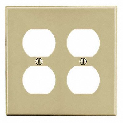 HUBBELL PJ82I Duplex Receptacle Wall Plate Mid Ivry 2 Gang Smooth Satin