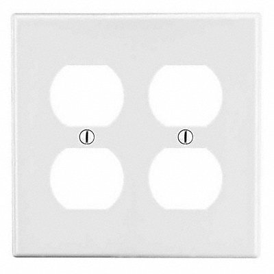 HUBBELL PJ82W Dup Recept Wall Plate Mid Wht 2 Gang Smooth Satin