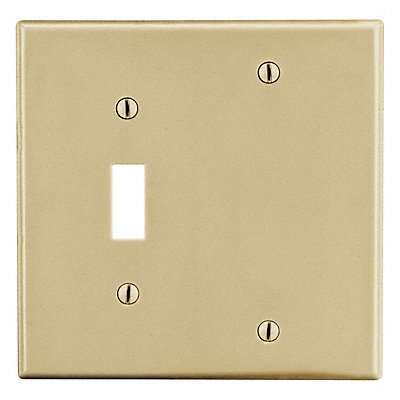 HUBBELL P113I Toggle Switch Duplex Receptacle Plate Standard Ivory 2 Gang Smooth Satin