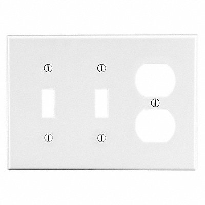 HUBBELL P28W Duplex Receptacle Wall Plate Standard White 3 Gang Smth Stn
