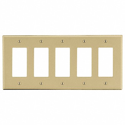 HUBBELL P265I Rocker Wall Plate Standard Ivory 5Gng Smth Stn