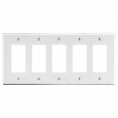 HUBBELL P265W Rocker Wall Plate Standard White 5Gng Smth Stn